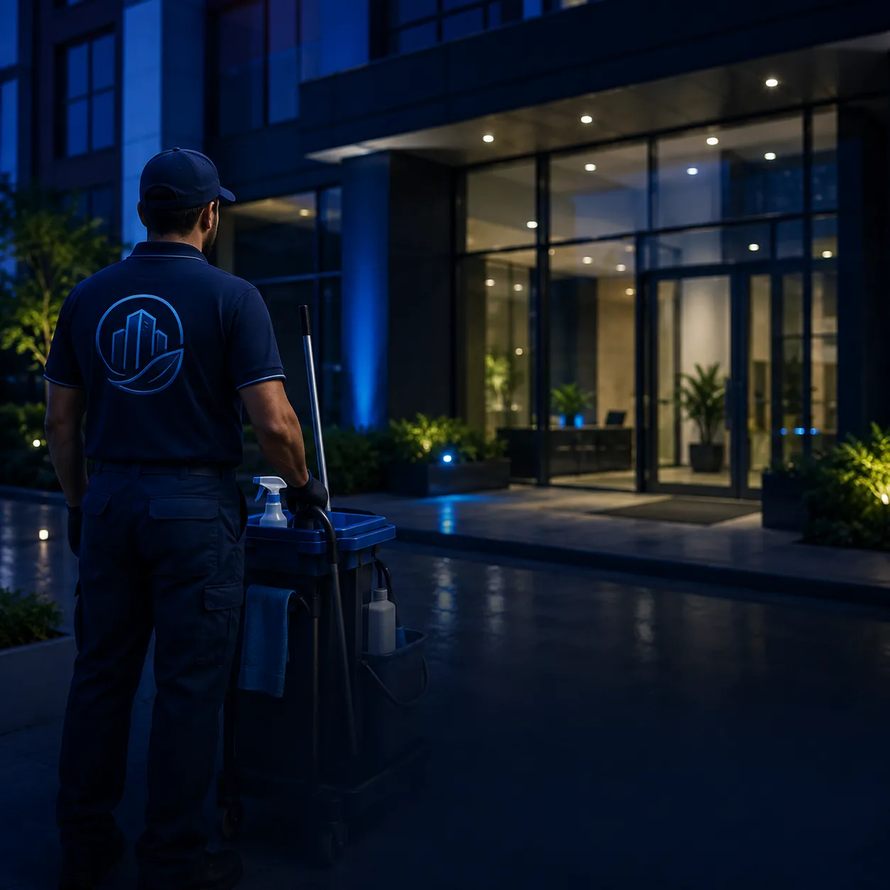 Equipe Max Facility em serviço de conservação e manutenção em edifício corporativo